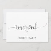 Eenvoudig Zilver Kalligrafie Bruiloft Gereserveerd Kaart (Voorkant)