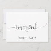 Eenvoudig Zilver Kalligrafie Bruiloft Gereserveerd Kaart (Achterkant)
