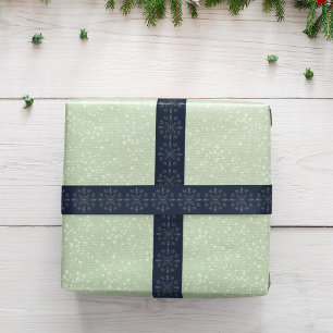 Eenvoudig Zilver Marine Blauw Winter Sneeuwvlok Pa Satijnen Lint