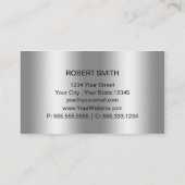 Eenvoudig zilver op zilveren monogram en naam Bord Visitekaartje (Achterkant)