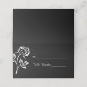Eenvoudig zilver Roos Plaatskaartje (Buitenkant ongevouwen)