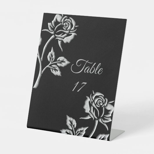 Eenvoudig zilver Roos Reclamebord Met Voetstuk (Voorkant)