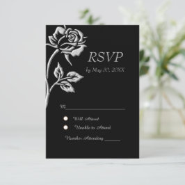 Eenvoudig zilver Roos RSVP Kaartje