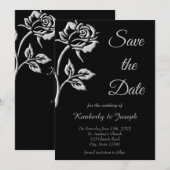 Eenvoudig zilver Roos Save The Date (Voorkant / Achterkant)
