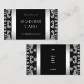 Eenvoudig Zilver Zwart Bloemstuk Damask 2 Visitekaartje (Voorkant / Achterkant)