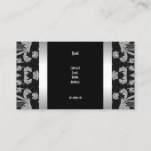 Eenvoudig Zilver Zwart Bloemstuk Damask 2 Visitekaartje (Achterkant)