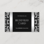Eenvoudig Zilver Zwart Bloemstuk Damask 2 Visitekaartje (Voorkant)