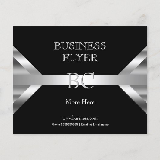 Eenvoudig Zilver Zwart Wit Monogram 4D2 Flyer (Voorkant)
