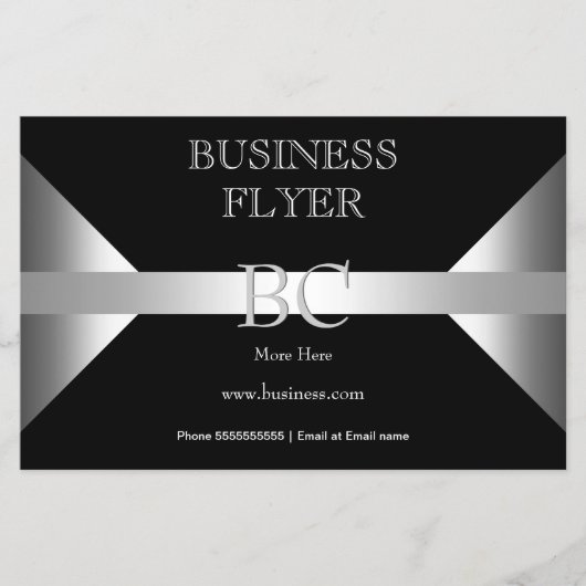 Eenvoudig Zilver Zwart Wit Monogram 4D3 Flyer (Voorkant)