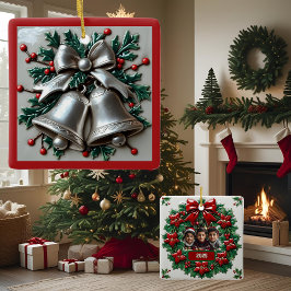 Eenvoudig Zilveren Bellen Kerst Aanpasbaar Keramisch Ornament