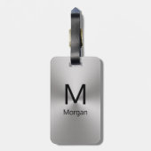 Eenvoudig zilveren en zwarte monogram & naam Sjabl Bagagelabel (Achterkant verticaal)
