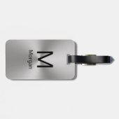 Eenvoudig zilveren en zwarte monogram & naam Sjabl Bagagelabel (Achterkant horizontaal)