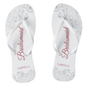Eenvoudig Zilveren Lace en Rood Manuscript Bridesm Teenslippers (Voetbed)