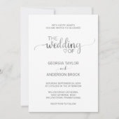 Eenvoudig zilveren oliescalligrafie-huwelijk kaart (Voorkant)