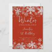 Eenvoudig Zilveren Rode Winter ONEDERLAND 1e Verja Kaart (Voorkant)