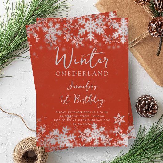 Eenvoudig Zilveren Rode Winter ONEDERLAND 1e Verja Kaart