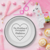 Eenvoudig Zilvergrijs en Wit Weddenschap Papieren Bordje (Feest)