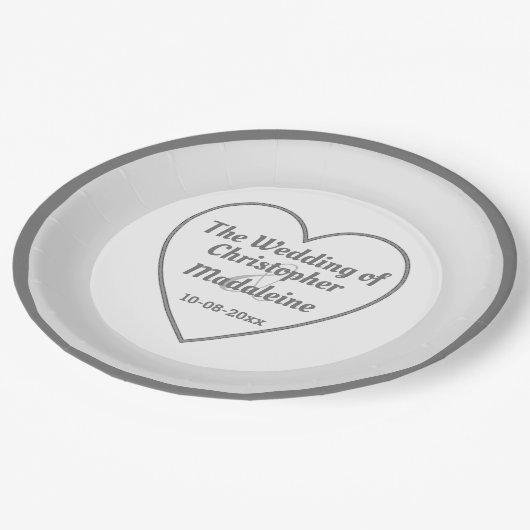 Eenvoudig Zilvergrijs en Wit Weddenschap Papieren Bordje (Gekanteld)