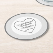 Eenvoudig Zilvergrijs en Wit Weddenschap Ronde Kartonnen Onderzetter (Gebogen)