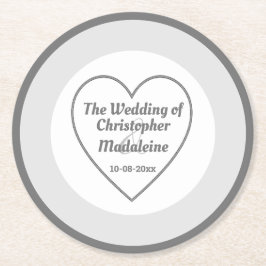 Eenvoudig Zilvergrijs en Wit Weddenschap Ronde Kartonnen Onderzetter