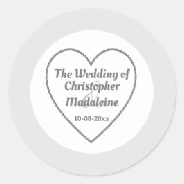 Eenvoudig Zilvergrijs en Wit Weddenschap Ronde Sticker