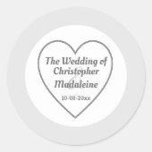 Eenvoudig Zilvergrijs en Wit Weddenschap Ronde Sticker (Voorkant)