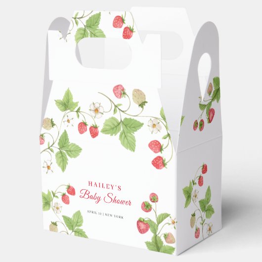 Eenvoudig zoet groen aardbei Baby shower Bedankdoosjes (Geopend)