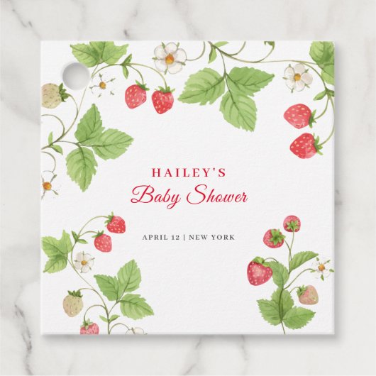 Eenvoudig zoet groen aardbei Baby shower Bedankjes Labels (Voorkant)