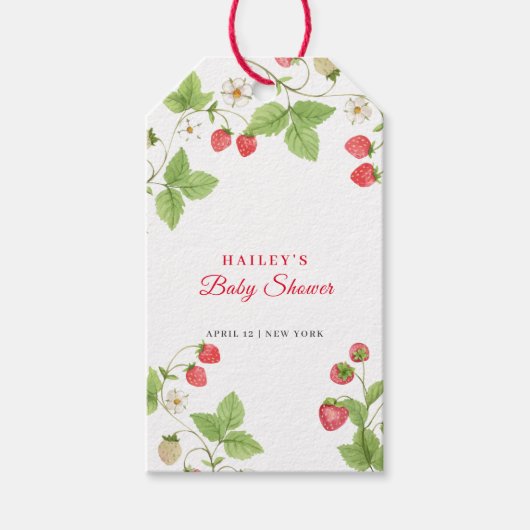Eenvoudig zoet groen aardbei Baby shower Cadeaulabel (Voorkant)