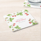 Eenvoudig zoet groen aardbei Baby shower Kartonnen Onderzetters (Schuin)