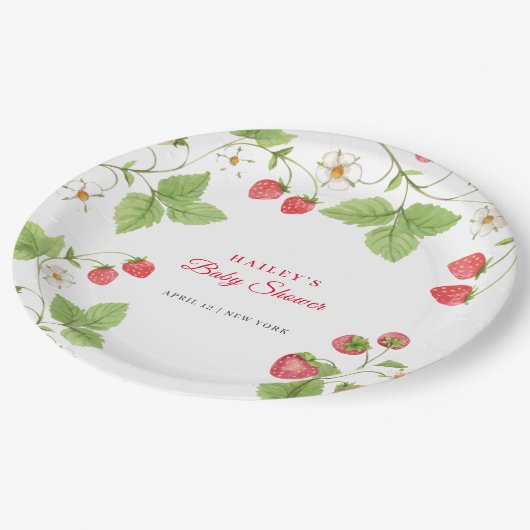 Eenvoudig zoet groen aardbei Baby shower Papieren Bordje (Gekanteld)