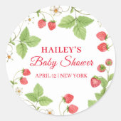 Eenvoudig zoet groen aardbei Baby shower Ronde Sticker (Voorkant)