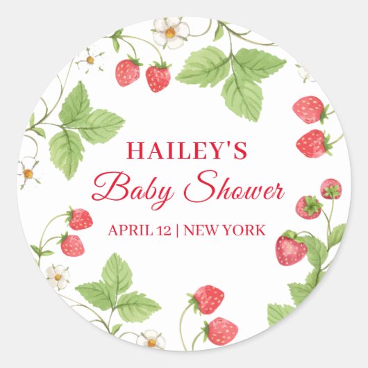 Eenvoudig zoet groen aardbei Baby shower Ronde Sticker (Voorkant)