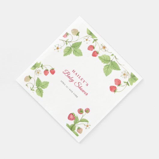 Eenvoudig zoet groen aardbei Baby shower Servet (Hoek)