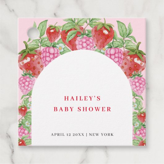 Eenvoudig zoete aardbeienboog Baby shower Bedankjes Labels (Voorkant)