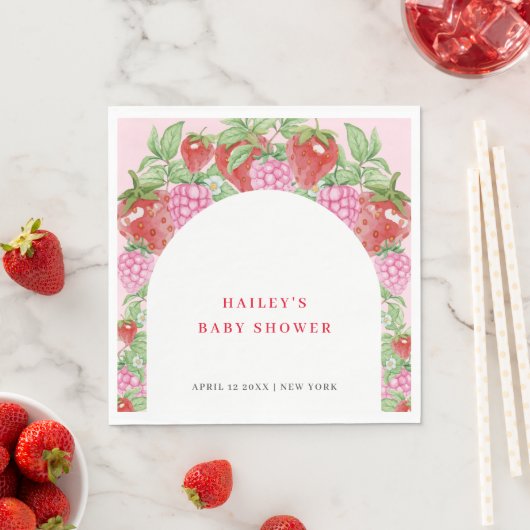 Eenvoudig zoete aardbeienboog Baby shower Servet (Insitu)