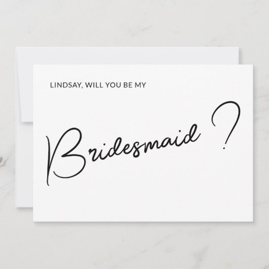 Eenvoudig & Zoete Bruidsmeisje Voorstel Foto Kaart (Voorkant)