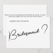 Eenvoudig & Zoete Bruidsmeisje Voorstel Foto Kaart (Voorkant / Achterkant)
