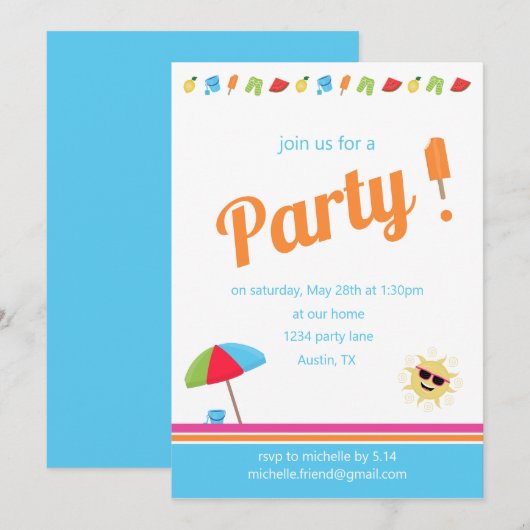 Eenvoudig zomer kaart (Voorkant / Achterkant)