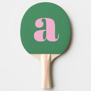 Eenvoudig zomer roze groen retro monogram initiaal tafeltennisbatje