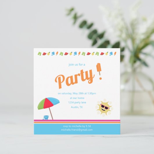 Eenvoudig zomer save the date (Staand voorkant)