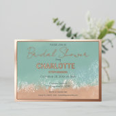 Eenvoudig zomersstrand Weddengoud Folie Uitnodiging (Staand Voorkant)