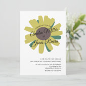 Eenvoudig Zonnebloem Script Groenelementen Gele Br Kaart (Staand voorkant)