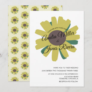 Eenvoudig Zonnebloem Script Groenelementen Gele Br Kaart