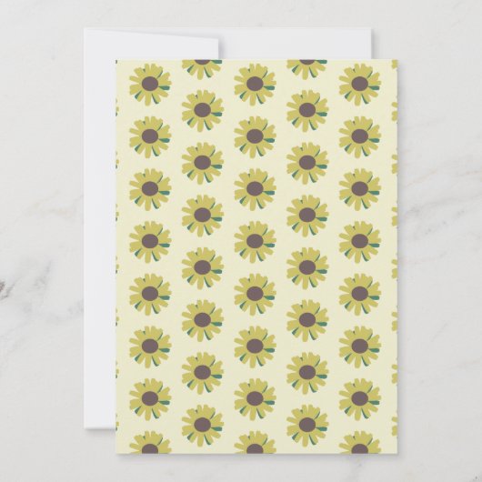 Eenvoudig Zonnebloemscript Greenery Yellow Wedding Kaart (Achterkant)