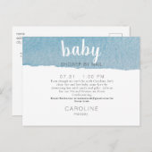 Eenvoudig zoomen Virtual Blue Swash Oh Baby shower Aankondigingskaart (Voorkant / Achterkant)