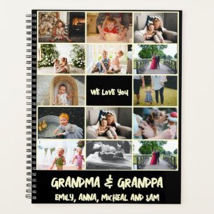 Eenvoudig zwart 14 familie fotocollage planner