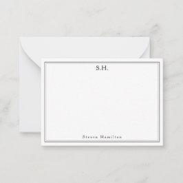 Eenvoudig zwart 2 Monogram Naam Minimalistische Ra Notitiekaartje