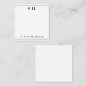 Eenvoudig zwart 2 Monogram Naam Minimalistische Ra Notitiekaartje (Voorkant / Achterkant)