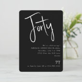 Eenvoudig zwart 40e verjaardagsfeestje kaart (Staand voorkant)